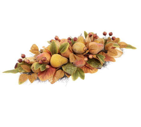VEP280-BR/YE (11336) - Beaded Pear/Berry Centerpiece 6"X32" Brown Yellow