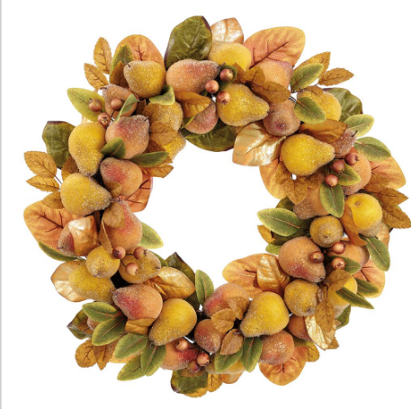 VWP260-BR/YE (11300) - Beaded Pear/Berry Wreath 30" Brown Yellow