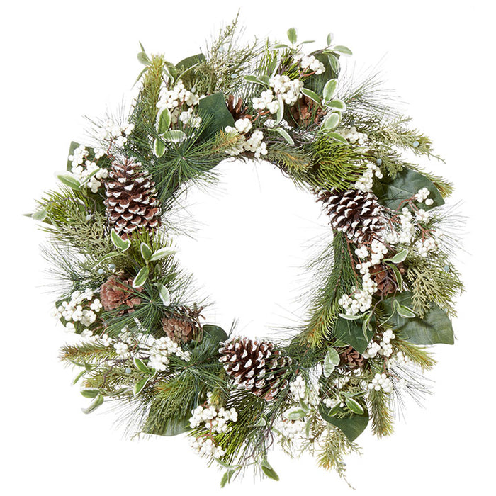 W3926052 (27690) - Pinecone Berry Wreath 24"