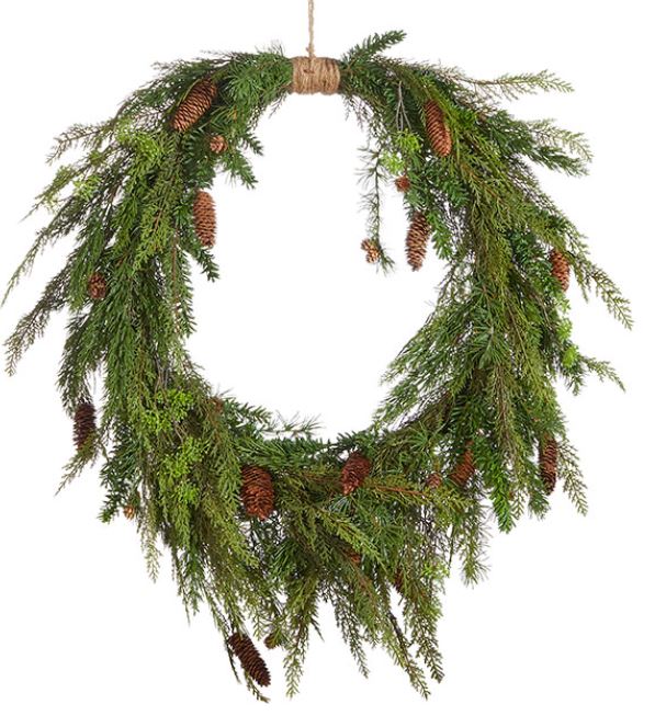 W4011591 (27708) - Oval Wreath W/ Cedar & Pine 36"