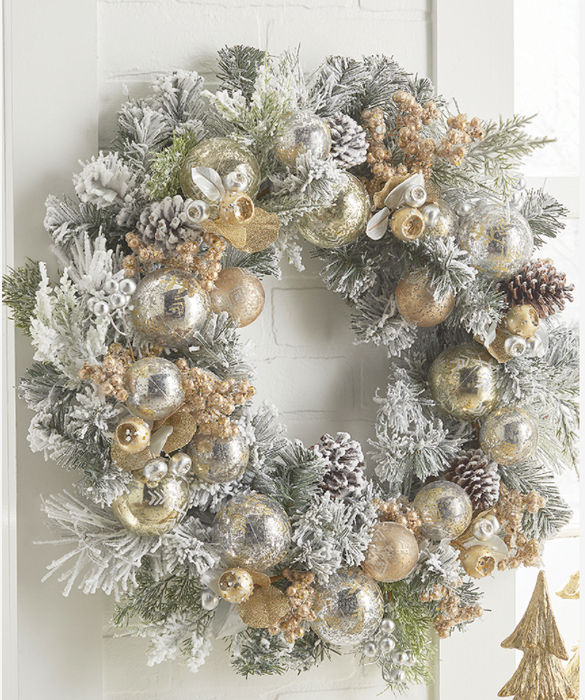 W4102364 (28593) - Snowy Mixed Wreath 24"