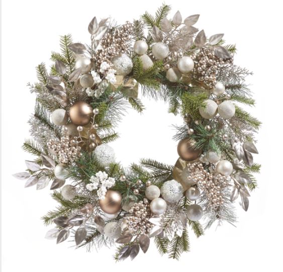 W4302328 (31067) - Mixed Metallic Pine Wreath 25"