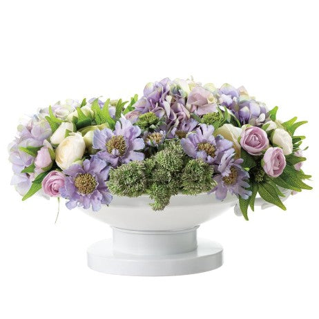 WF0745-CR/LV (00243) - Ranunculus Hydrangea Scabiosa Arrangement, Cream Lavender, 12.5"H