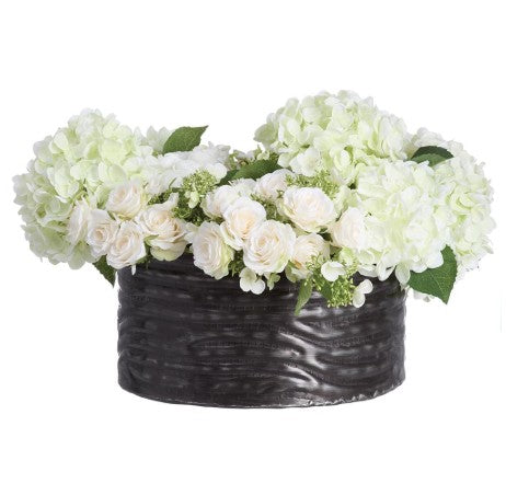 WF0771-CE/WH (00244) - Hydrangea Rose Ranunculus Arrangement Cream White 16"H