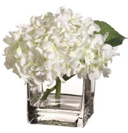 WF3395-WH (26956) - Hydrangea In Glass Vase Wh 7" White REG $59.90