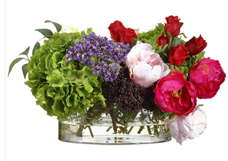 WF9166-GR/RB (27047) - Rose/Hydrangea/Peony Glass Vase 14"