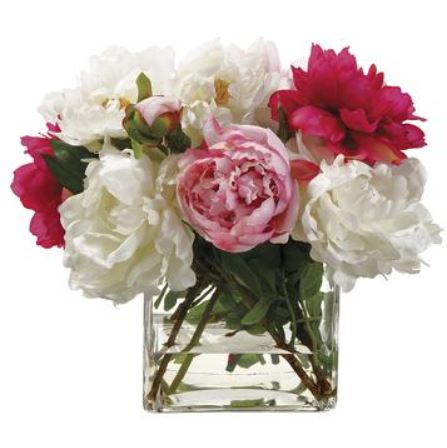 WF9834-PK/WH (27050) - Peony Mixed In Glass 14"