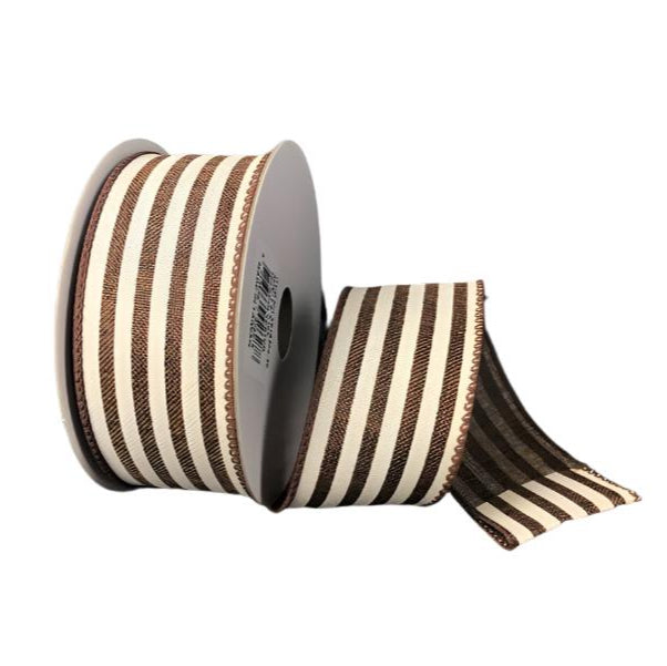 X916309-38 (28758) - Linen Cabana - 1.5" x 10yd - Chocolate/Ivory