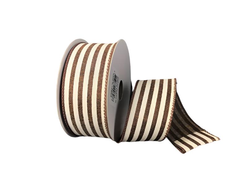 X916309-38 (28758) - Choc/Ivory Linen Cabana 1.5"X10Y