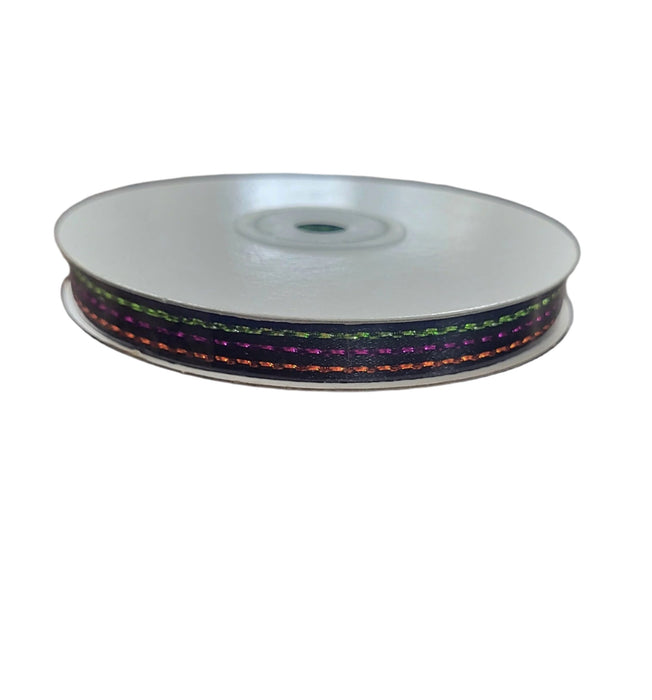 X950301-09 (26013) - Blk Stn Lim-Grn-Prp Dot 3/8"X25Yd