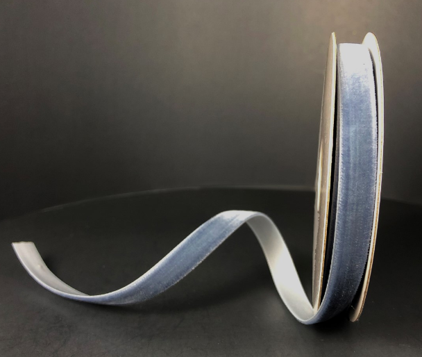 X950701-05 (00218) - Woven Vintage Velvet #1.5 - 3/8" x 10yd - Dusty Blue