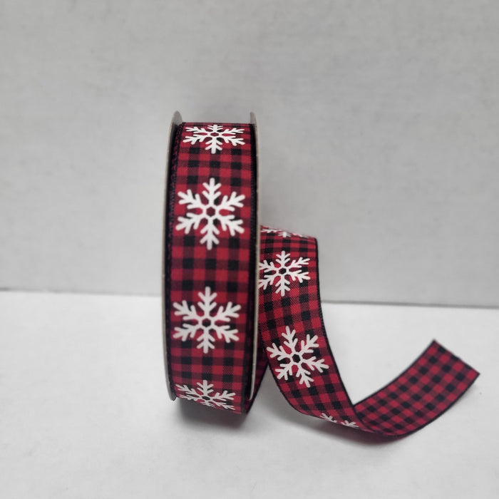X951405-20 (26016) - Buff Plaid/Wht Snwflake 7/8"X10Yd REG $7.90