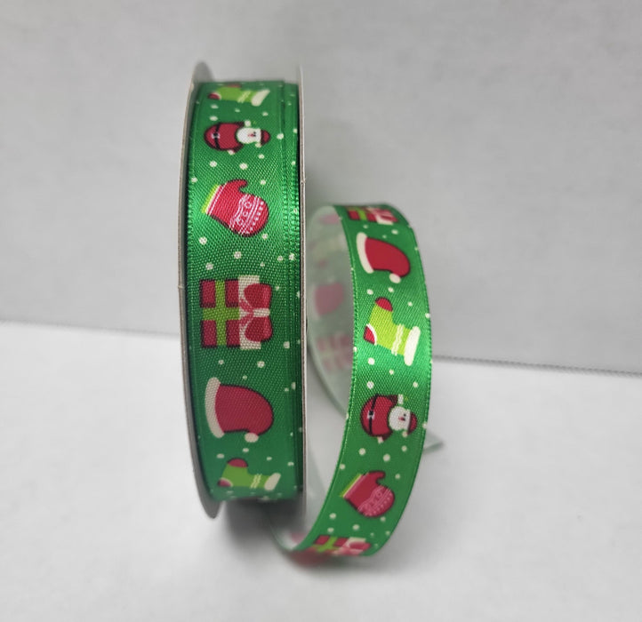 X952203-17 (26017) - Emrld Stn/Santa-Hat-Pres 5/8"X25Yd