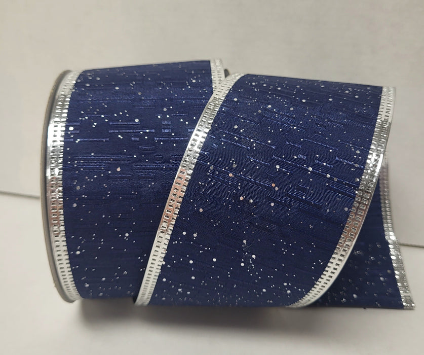 X977040-27 (26019) - Navy Woven/Silv Glit 2.5"X10Yd