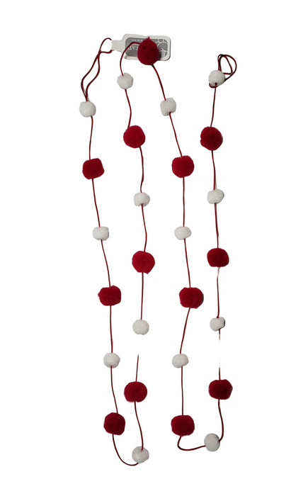 XAG001-RE/WH (15852) - Pom Pom Garland 6' Red/White