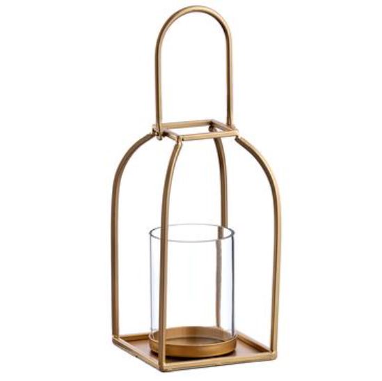 XAH206-GO (30996) - Pillar Candleholder With Glass 8" (N)