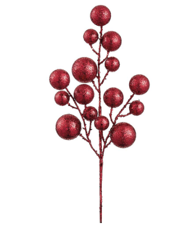 XAQ130-RE (11654) - Glittered Ball Spray 21" Red