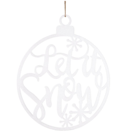 XAZ028-WH (11255) -Glit Let It Snow Ornament 16" White