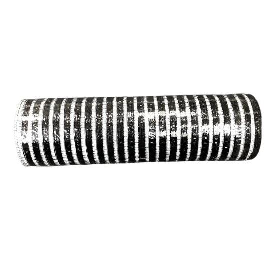 XB100510-21 (25231) - Decor Mesh  10"X10Yd Black/White Stripe