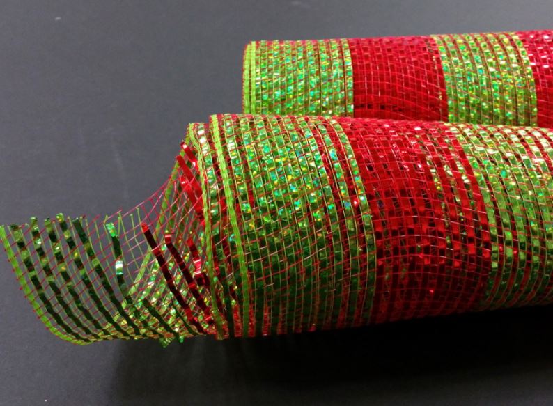 XB94210-10 (24613) - Decor Mesh Heavy, Red/Green 10"X10Yd