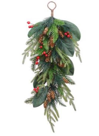 XDD212-GR/RE (30940) - Magnolia Leaf/Pine/Cone/Berry 26"