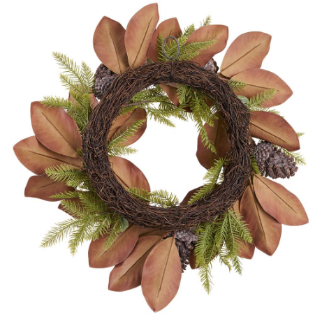 XDW365-BR/GR (11295) -Pine Cone/Mag Leaf/Pine Wreath 24" Brown/Green