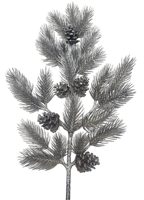 XFL9024N.SI (26251) - Silver Coated Pine W/ Pinecone REG $9.90