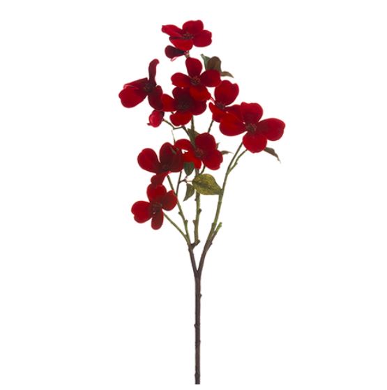 XFS098-RE (28457) - Velvet Dogwood Spray 14" Red