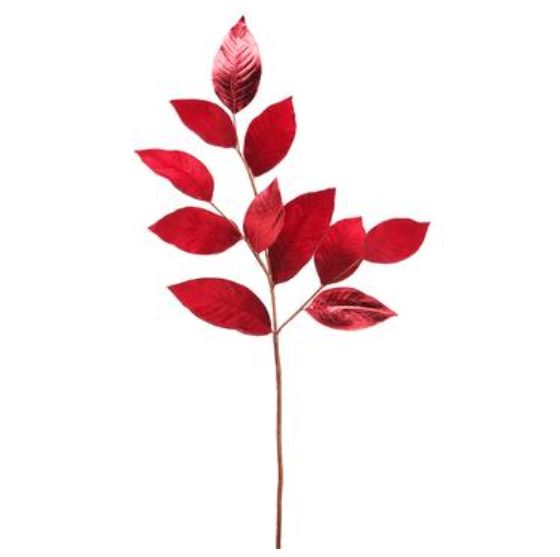 XFS257-RE (29253) - Metal Velvet Magnolia Leaf Red