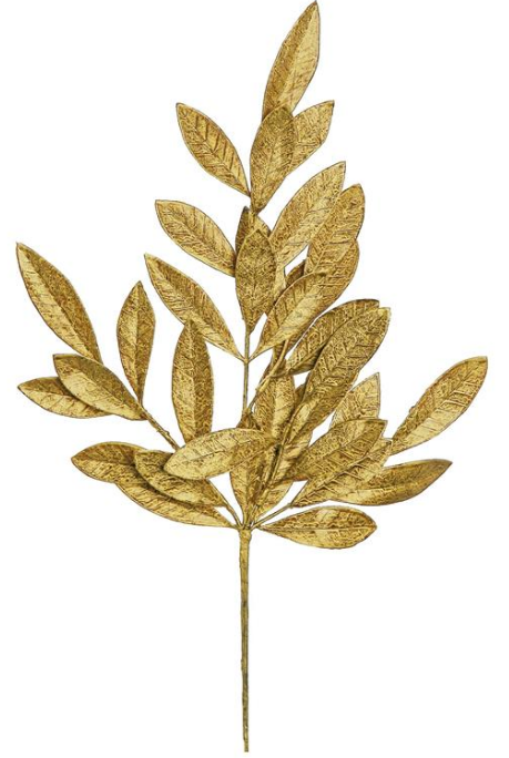 XG756-BRZ (00322) - Glittered Bay Leaf Spray Bronze 20.5"