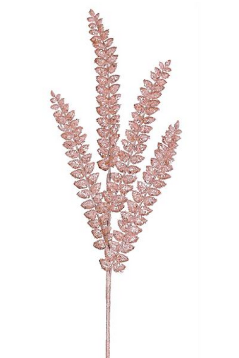XG891-RS (11358) - Glittered Button Leaf Fern Spray 32" Rose