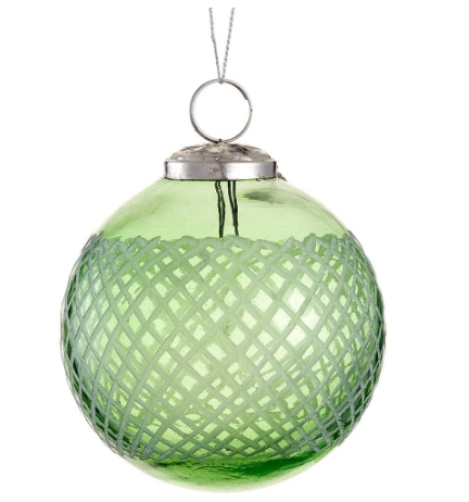 XGM082-GR/FS (00288) - Glass Ball Ornament Green Frosted 4"