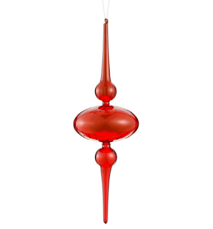 XGM244-RE (44) -  Glass Finial Ornament 15" Red