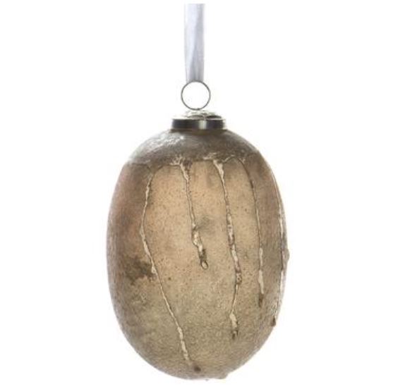 XGM654-PW (29975) - Glass Egg Shaped Ornament Pewter 5"