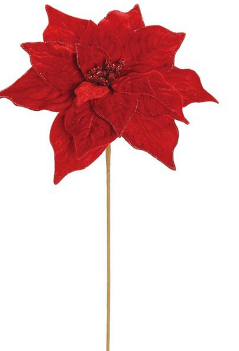 XH575-R (11360) - Velvet Poinsettia W/Glitter 20" Red