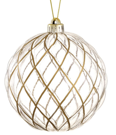 XM2225-CW/GO (00294) - Plastic Ball Ornament Clear Gold 6"