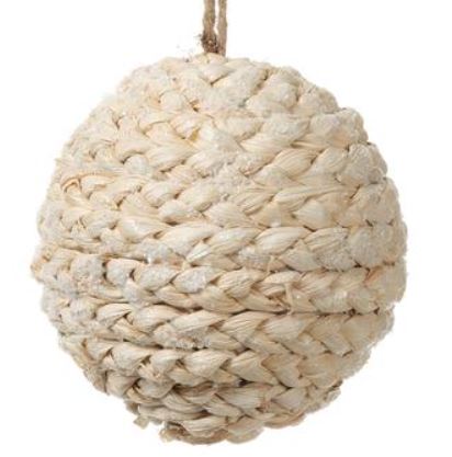 XM2848-NA/SN (29322) - Snow Raffia Braid Ornament Natural 5"