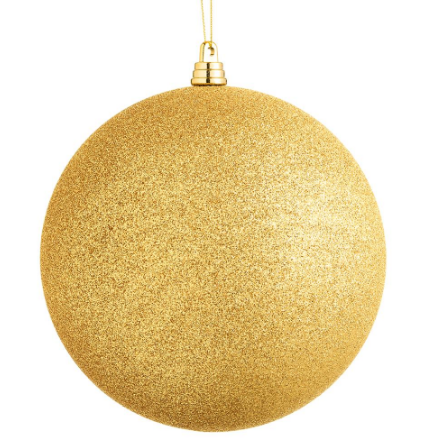 XM5149-GO/GO (00300) - Glittered Plastic Ball Ornament Gold 6"