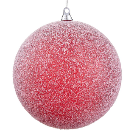 XM6939-RE (11254) - Snow Plastic Ball Ornament 12" Red