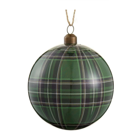 XM7006-GR/TT (11224) - Plaid Plastic Ornament Two Tone Green 4"
