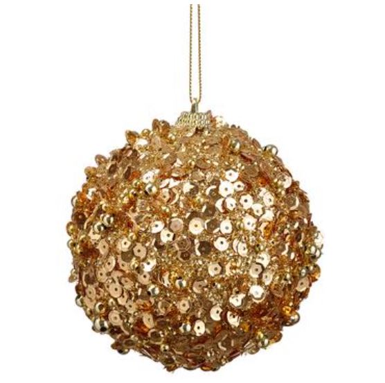 XN0058-GO (30997) - Sequin Ball Ornament Gold 4"