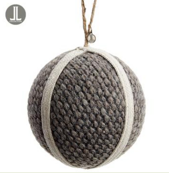 XN0145-TP/BE (26260) - Knit Ball Ornament Taupe/Beige 4.75"