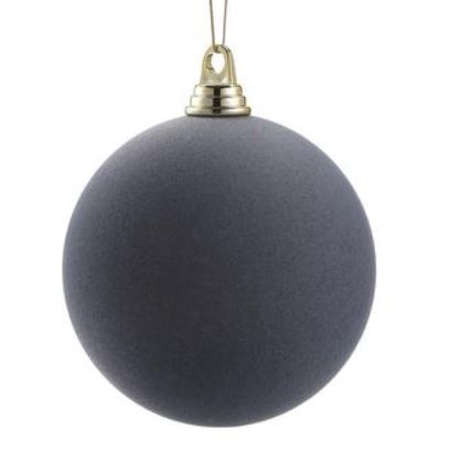 XN1174-GY (30015) - Flocked Ball Ornament Gray 6"