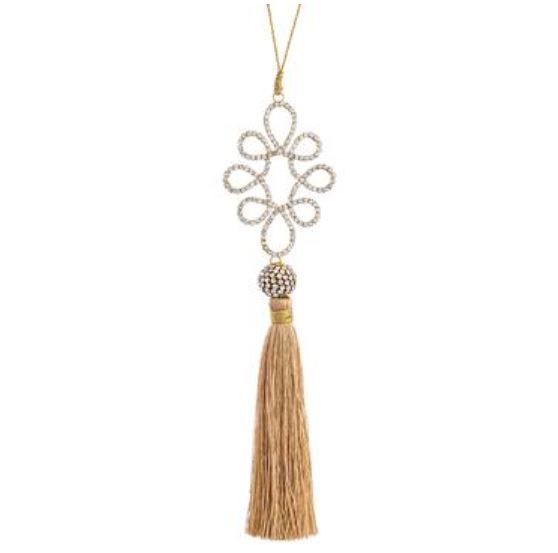 XN4578-GO/CW (30989) - Jewel Loop Ornament Tassel Gold/Clear 7"