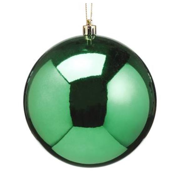 XN4802-GR (28099) - Shiny Plastic Ball Ornament Green 5"