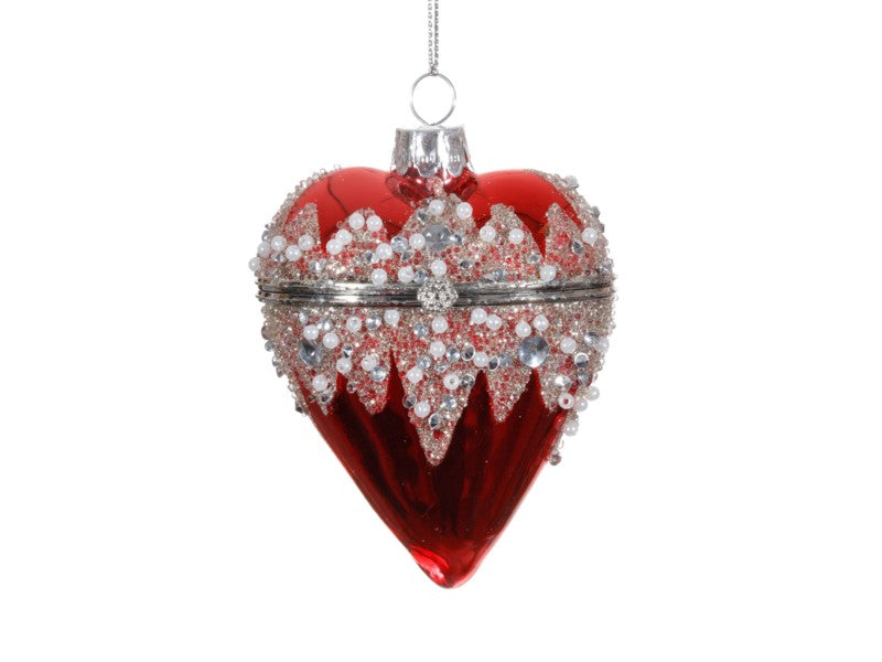 XO071129.RD (27635) - Jewelry Heart Ornament 4" Red