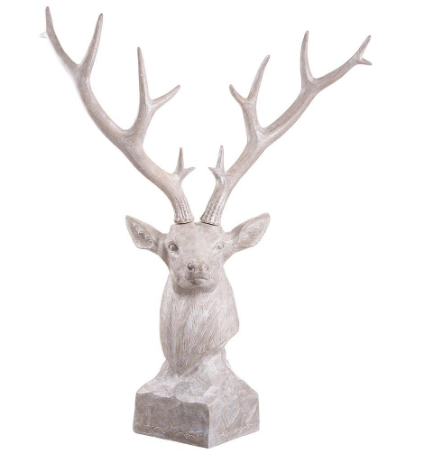 XSI049-WH (11257) - Reindeer Head Table Top 49.5" Whitewashed