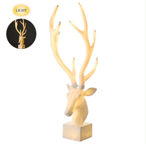 XSI195-WH/AT (11221) - Reindeer Table Top W/Light 37.5" White Antique