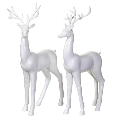 XSI289-WH (00258) - Glittered Reindeer White 17" (2ea/Set)