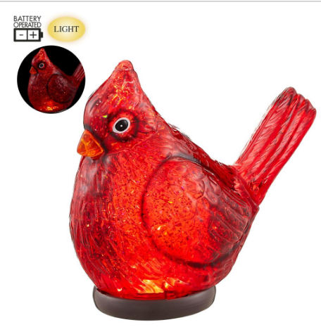 XSI585-RE (00259) - Battery Operated Cardinal With Light Red 7"